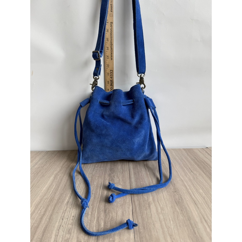 Free People Billie Crossbody Bag Suede Cobalt Blue Slouchy Moto Western Purse - Picture 3 of 10